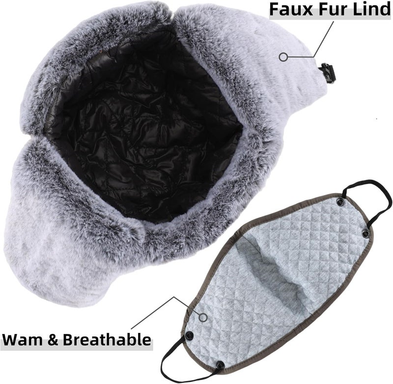 Connectyle Trapper Hat for Men Women Faux Fur Trooper Trapper Winter Hat with Ear Flaps Waterproof Ushanka Hunting Hats - Image 4